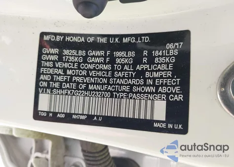 2017 Honda Civic Lx from USA, damaged, VIN SHHFK7G22HU232700